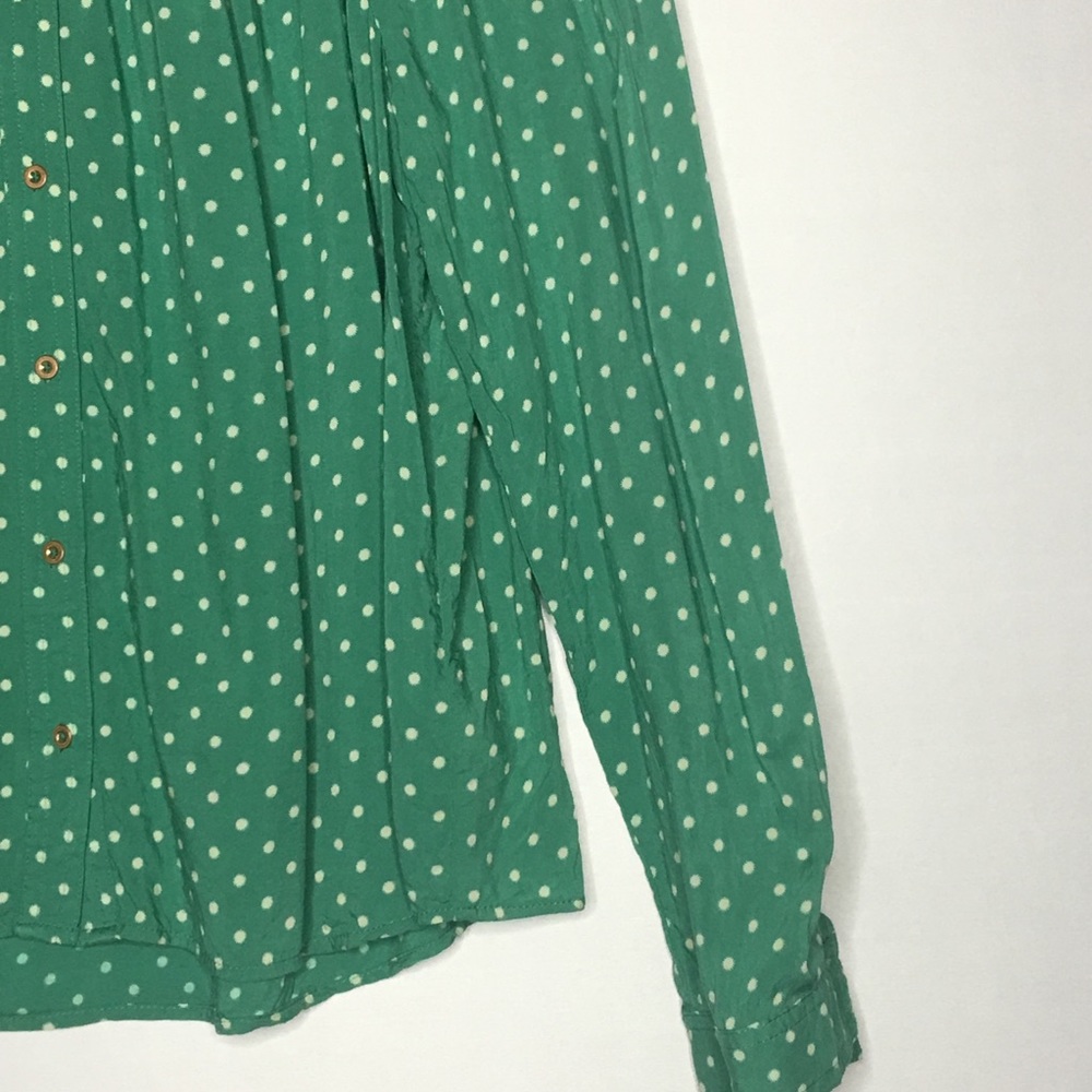Medium Maeve Anthropologie Green Polka Dot Top - Picture 3 of 8